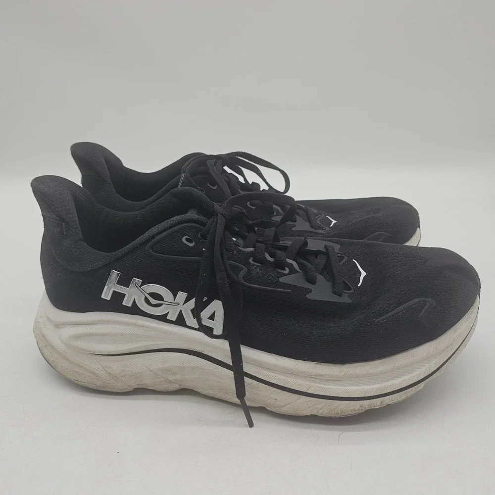 Size 11D- Hoka One One HOKA Clifton 10 Wide Black White W